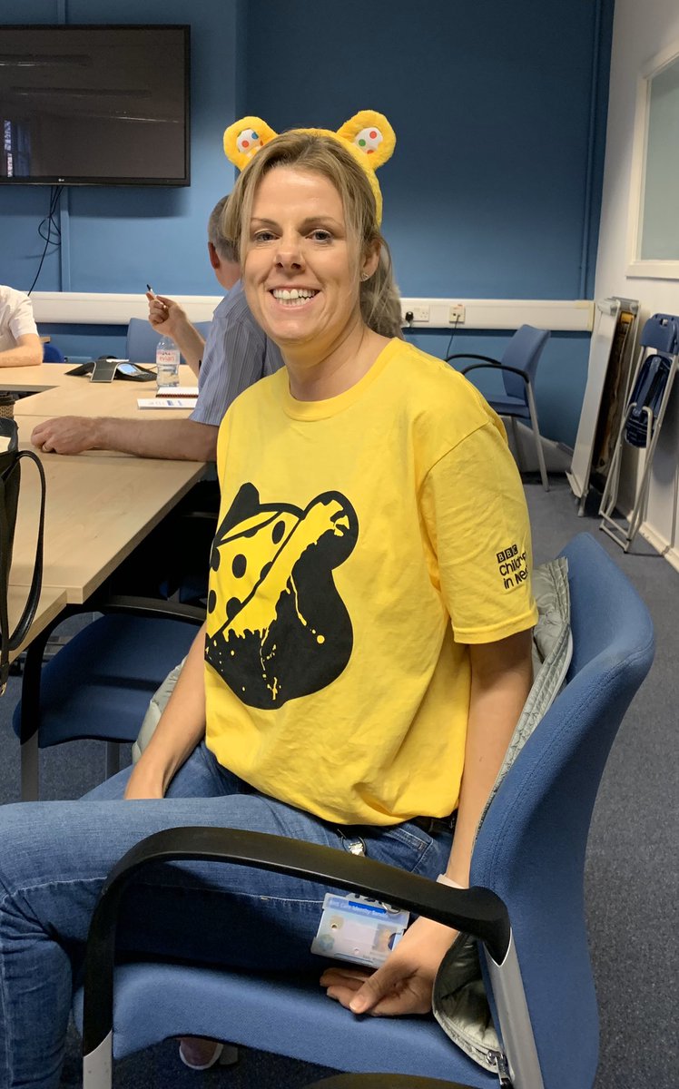 PaulaGarst's tweet photo. My Day - I work in the Women’s & Children’s Division, it’s Children in Need Day & I arrive at a meeting alongside @SallyMccluskie
#ourmatron #TeamWCD #lifeisneverdullinourteam @JoConnolly_ @jacotton01 @SarahC_RN @BeckySm72009011 @LancsHospPaeds https://t.co/ljJxja6GGu