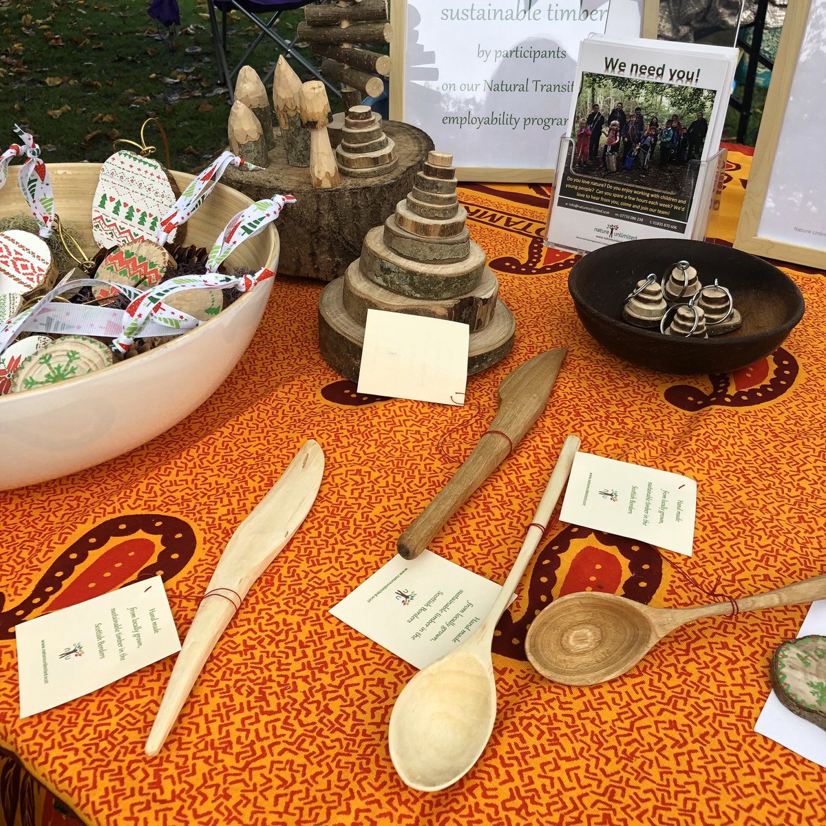 NatureUnltdScot's tweet photo. Pop up shop, Selkirk (5 Tower St), Sat 16th Nov. Hand-made, plastic free X’mas gifts & decorations on sale. Items made at our Natural Transitions employability and well-being project #scottishborders #popupshopselkirk #naturaltransitions #plasticfree #wellbeing #handmadegifts https://t.co/D9mFMIuZG5
