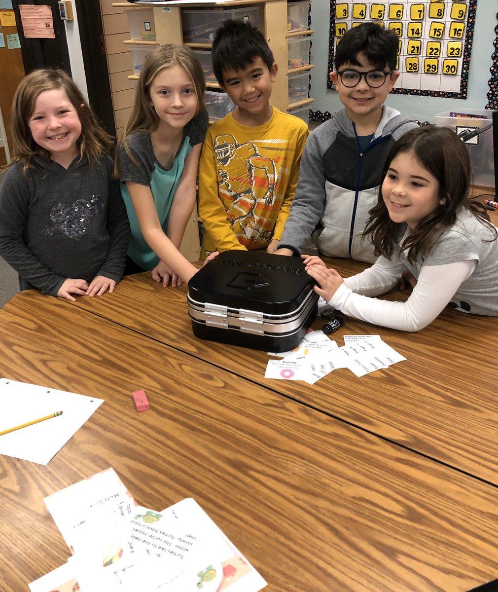 Thank you Mrs. Handlon for putting together breakout boxes for our mystery unit celebration. Great teamwork and detective skills! #EngageD64 <a href="/RooseveltLRC1/">Roosevelt LRC</a>
