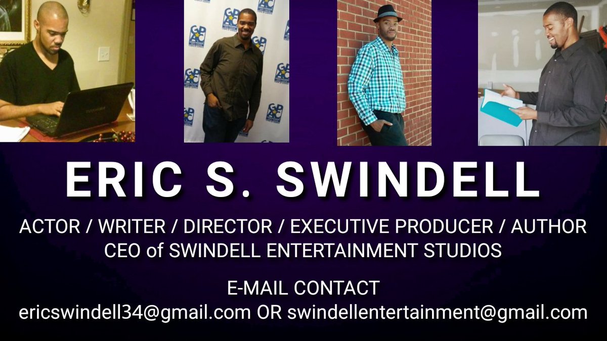 EricSSwindell's tweet image. Author of "The Soul of a Young man" &amp;amp; "The Eye Witness"

Founder of Swindell Entertainment Studios

Writer / Director / Producer / Actor of Motherless Child

#Actor #Writer #Director #Producer #Author #Entertainment #MyDream