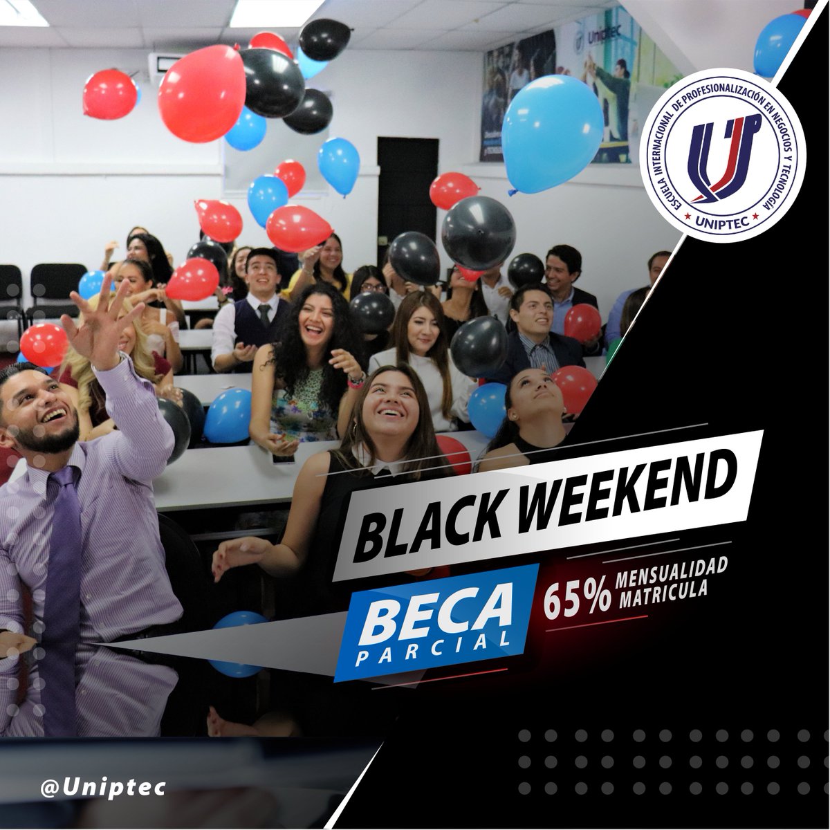 uniptec's tweet photo. ¡BLACK WEEKEND UNIPTEC!
https://t.co/tzniSuZUAX

Del  15 al 30 de Noviembre aplica a un apoyo del 65% en Matricula y Mensualidad en nuestras Carreras Ejecutivas.

¡Se parte de la nueva generación de emprendedores de El Salvador!
#AprendiendoHaciendo #Uniptec  #BlackWeekendsv https://t.co/AOHaYyRgo9