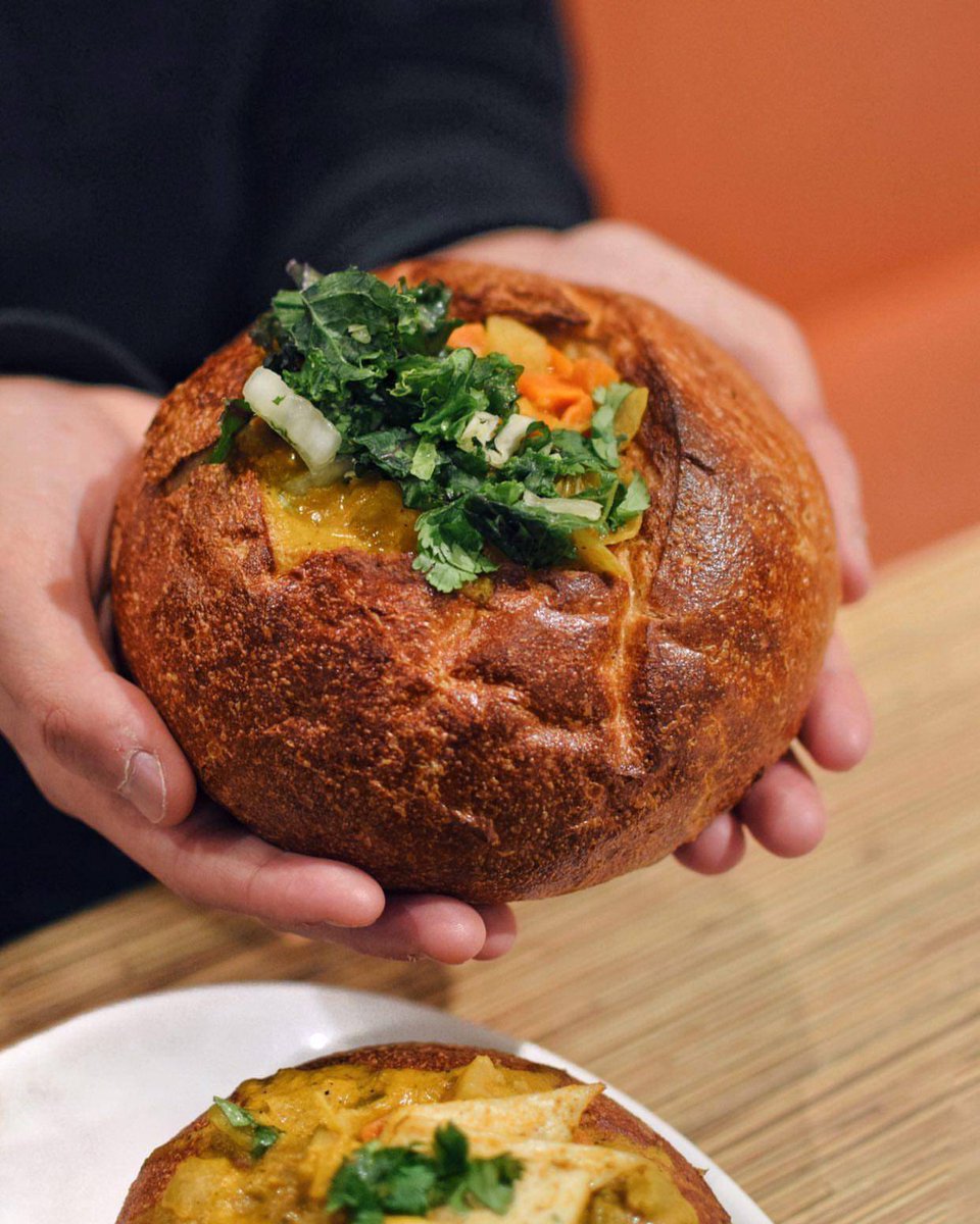 Come warm up and try our fresh take on Bunny Chow, a South African inspired bread bowl filled with curry and aromatic herbs and spices. Launching tomorrow at both our downtown locations!