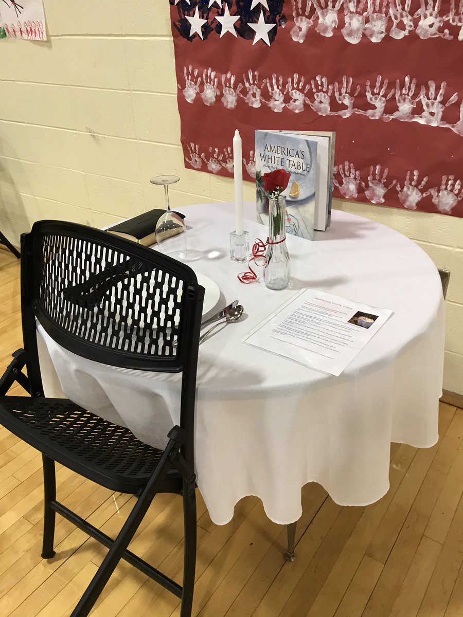 226LibraryLove's tweet photo. Love being a part of our Veteran’s Day celebration.  It is an honor to set the white table for the celebrations at middle BMS and BHS!  We had some awesome scouts helping out too! https://t.co/ECywnqSBEb