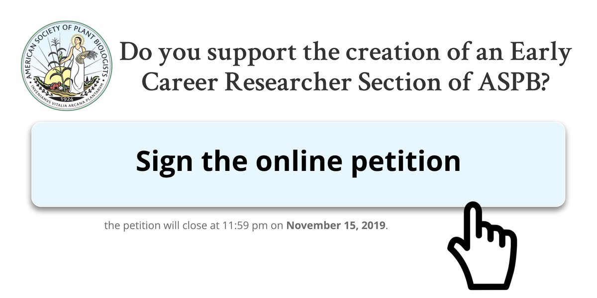 Do you Support the Creation of an Early Career Researcher Section of <a href="/ASPB/">ASPB</a>? 

This petition to create this new section closes tonight. Read the section proposal and sign the petition here: buff.ly/36k9lu3 #ECR #PlantSci