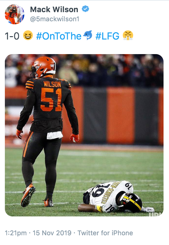 KevinBoilard's tweet photo. Mack Wilson just deleted this tweet #Browns https://t.co/gWLcBzbb5X