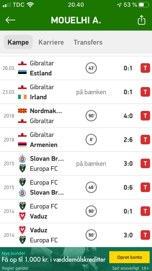 Hvis denne statistik er korrekt har den stakkels spiller tabt alle kampe siden 2014 #DANGIB #FORDANMARK