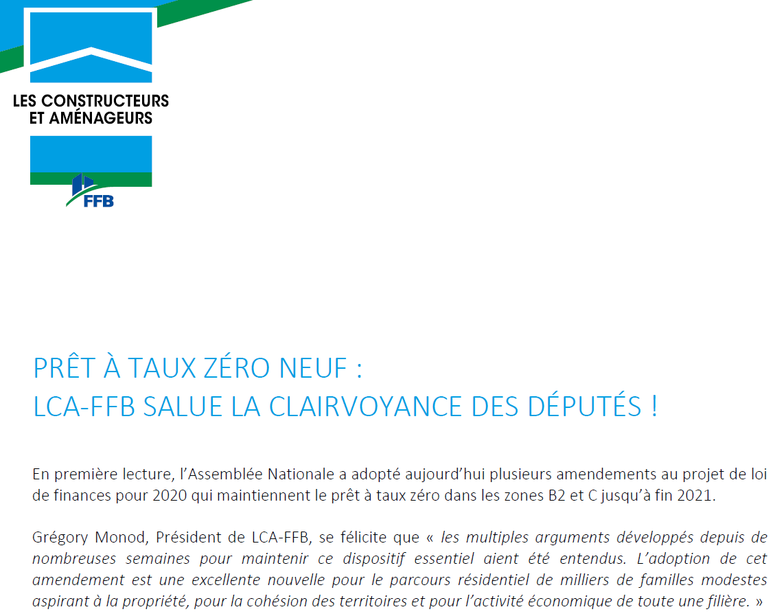 HabitatFFB's tweet photo. #PTZ neuf maintenu en zones B2 et C par @AssembleeNat : le Président de LCA-FFB @Gregory_Monod se félicite que les acteurs du #logement aient été entendus. Une excellente nouvelle pour les familles modestes, pour la cohésion des territoires et pour la filière #Bâtiment https://t.co/Gng9iSeQ9y