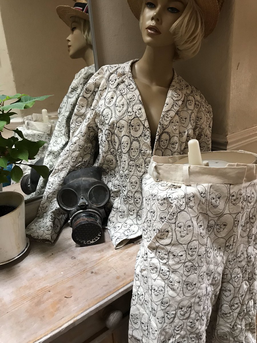 Crooked faces and watching eyes exhibited in the Aon headquarters in London for a year - worn alongside the work is the suit I embroyed with bespoke tailoring helped by Elliott Adcock