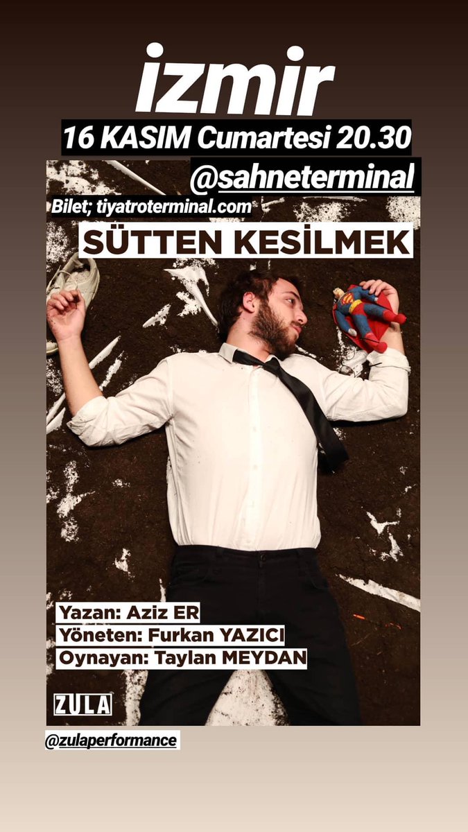 zulaperformans's tweet photo. #süttenkesilmek 16 KASIM Cumartesi 20.30'da izmir @SahneTerminal 'de..

Biletler hizmet bedelsiz https://t.co/JfM1nBvko3'da

#izmir #sanat #tiyatro #izmiretkinlik  #zulaperformance https://t.co/4K0wVFfiXu