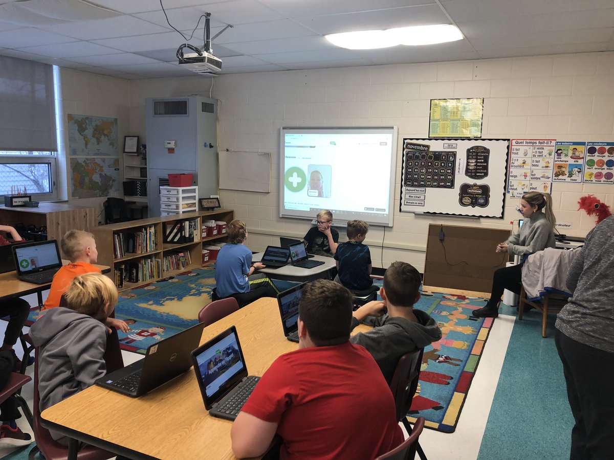 BingsinEd's tweet photo. A big thank you to @AlexaLeMar for coming in and introducing @Flipgrid to some of our Core classes. They loved sharing their snow day ideas via video. Thank you @jamesonlee_ for facilitating this afternoon. Your efforts are appreciated #StMaryCP @CDSBEO https://t.co/Bu2Ky2t8eE