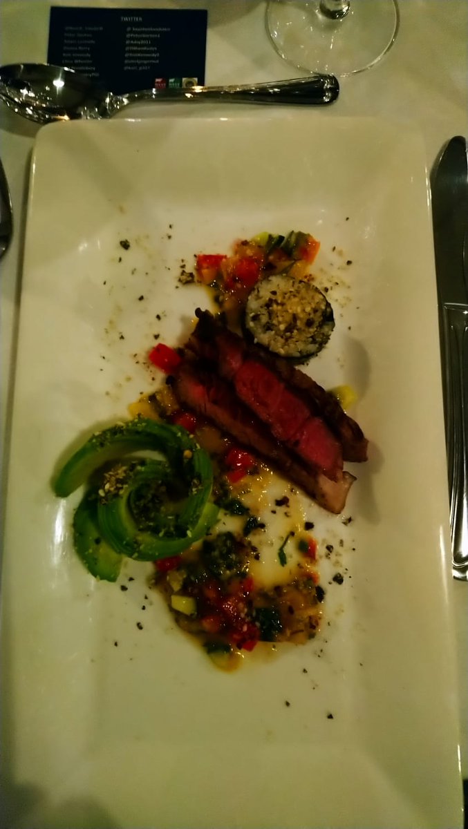 OtterVale's tweet photo. First up at the Winter Gastronomy Evening at the #BeachsideGrill @SauntonSandsHot is @PeterGorton1 with his stunning sounding Dry Aged Japanese Ribeye with Miso, Avocado &amp; Mango. No word from Mr #OtterVale yet as to how it tasted, but we can just imagine 😋😋😋👏 #WestCountryPGI https://t.co/dEcAxysQ98