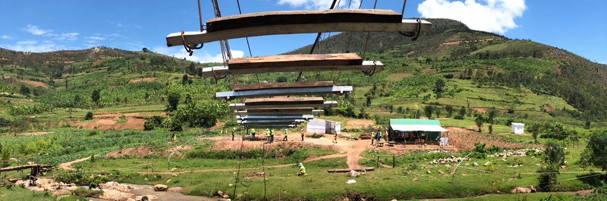 RosendinInc's tweet photo. Day 5 and the #Rosendin, @WebcorBuilders, and @B2P team is busy on the Rukurazo footbridge in Rwanda!
#givingback #B2P #Webcor #Rosendin100 #SharedSuccess1919 https://t.co/GTo6iH9DJi