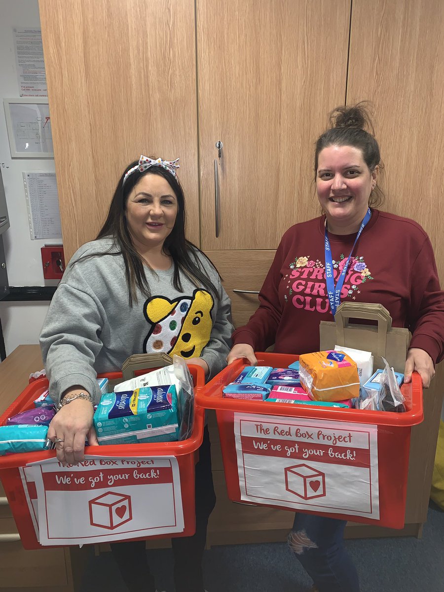 MrsEmilyCarr's tweet image. Bishopton is fully stocked for our female students. #theredboxproject