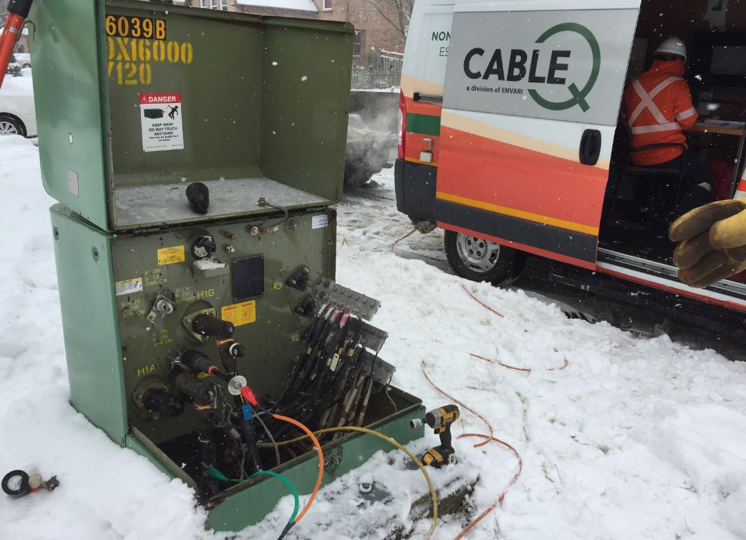 Cable_Q's tweet photo. Harsh Canadian winters can't stop us! CableQ's non-destructive testing technology provides data to assess cables and allows #utilities to be more proactive in their #assetmanagement - even when there's snow on the ground. https://t.co/Vi0X0dF1pd