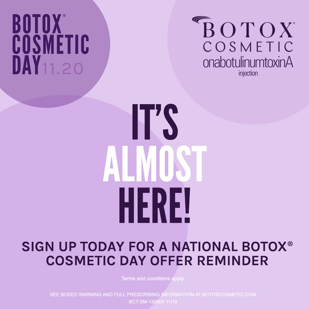 National Botox Day is almost here! On 11/20/19 go to Botoxcosmeticday.com for a special offer.
Call our office with any questions. 732-410-4789
#botox #nationalbotoxday