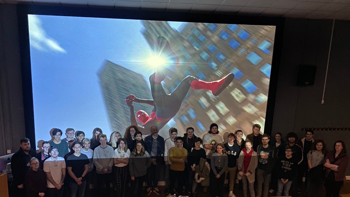 NUAvfx's tweet photo. Our spidey sense is tinglin’ as @ILMLondon @julesfoddy runs through the amazing work on #SpiderManFarFromHome in a special session for @NUAVFX  @NorwichUniArts. Prizes of autographed  #themandalorian and #RiseofSkywalker posters went like hot cakes! Thnx to @norwichfilmfest... https://t.co/nU7HXoC1Rd