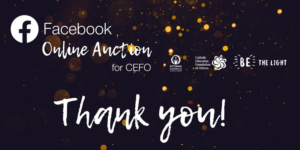 OttCatholicSB's tweet photo. We raised $3000 for CEFO with our Facebook Online Auction! THANK YOU to everyone who participated and donated items to this wonderful cause. Thank you for being the light!🕯️ #ocsbBeCommunity #ocsbLight https://t.co/xnF9CgRUBN