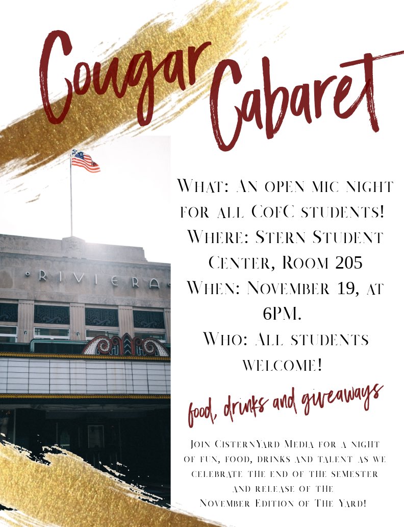 CisternYard's tweet photo. Celebrate the November Yard Release in our Cougar Cabaret! November 19th! https://t.co/aZfinieUDH