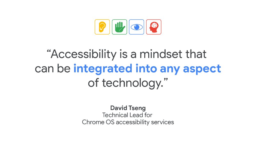 GoogleForEdu's tweet image. Do you use #Chromebooks in your school? #DYK they have built-in accessibility features? Hear more from the Technical Lead for Chrome OS accessibility services: goo.gle/37czdIv