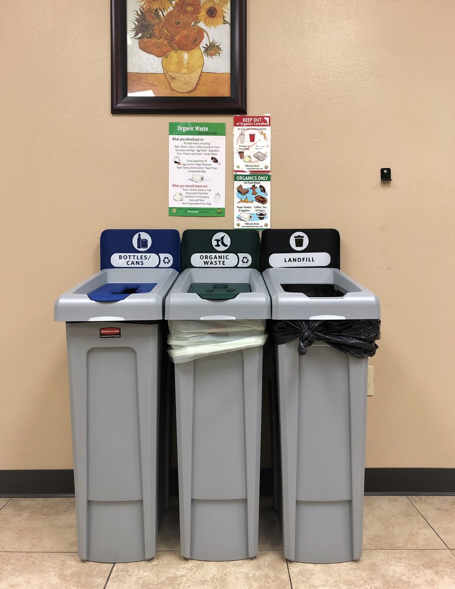 ValleyVistaSvcs's tweet image. We talk a lot about our monthly business spotlights &amp;amp; their internal #recyclingprograms...But we wanted to take a sec to toot our own horn! This is our simple, straightforward #recycling setup in the V.V.S. employee break room! Complete w/ signs &amp;amp; labels to keep us all on track!