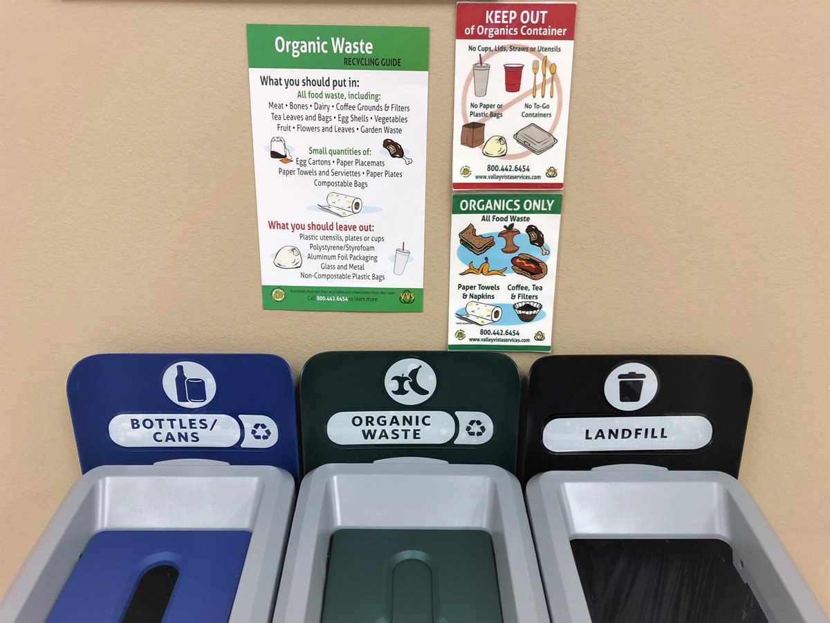 ValleyVistaSvcs's tweet image. We talk a lot about our monthly business spotlights &amp;amp; their internal #recyclingprograms...But we wanted to take a sec to toot our own horn! This is our simple, straightforward #recycling setup in the V.V.S. employee break room! Complete w/ signs &amp;amp; labels to keep us all on track!