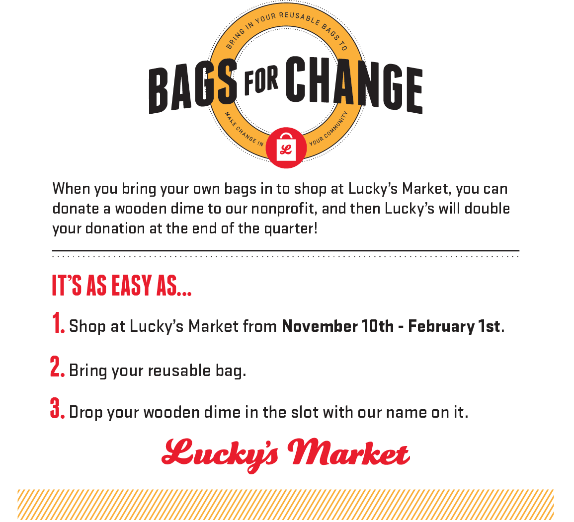 SCIHOHousing's tweet photo. When you bring your own bags to @luckysmarket Bloomington now till Feb. 1, you can donate 10 cents to @SCIHOHousing And at the end of the quarter, Lucky's will double the amount you donate! #bagsforchange #Housing4All #weallneedfoodandaplacetolive https://t.co/X7h5ConVSS