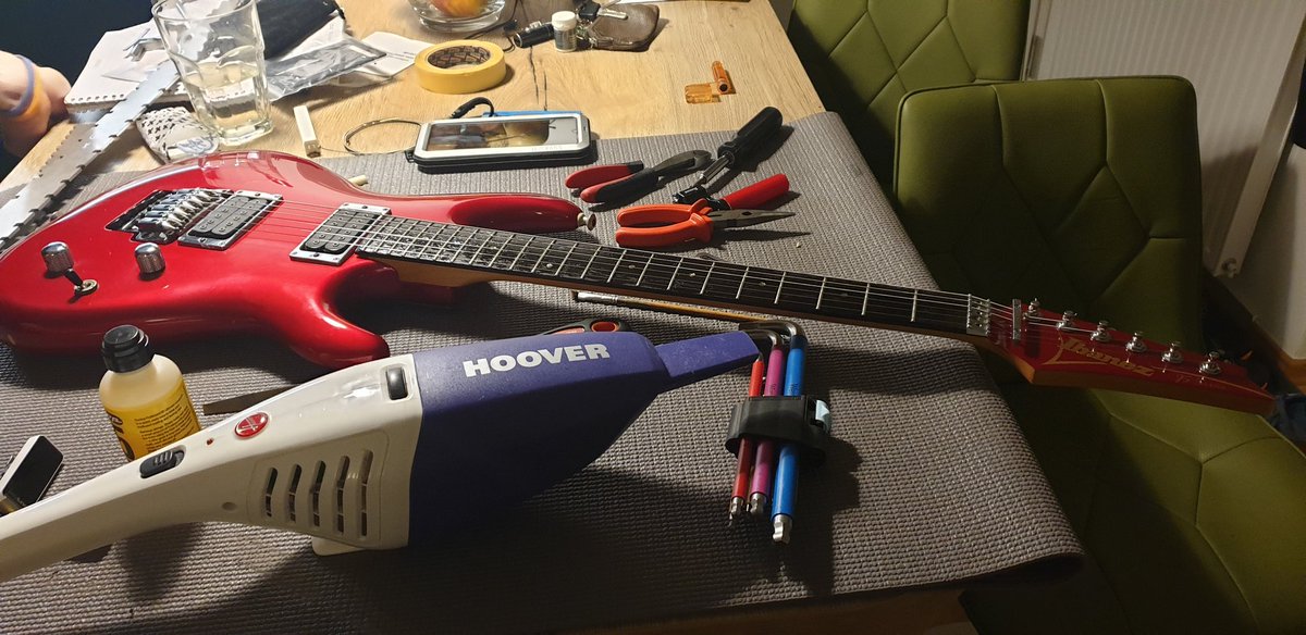 ThroughInfinit1's tweet photo. Having a great time setting up guiars and making them reafy for upcoming gigs. Big thanks to @HrvojeMikulic for giving his expertise into our beloved instruments.
-8-

#throughinfinity #guitar #guitarsetup #js1200 #electricguitar #guitarrock https://t.co/YBSYGqspYq