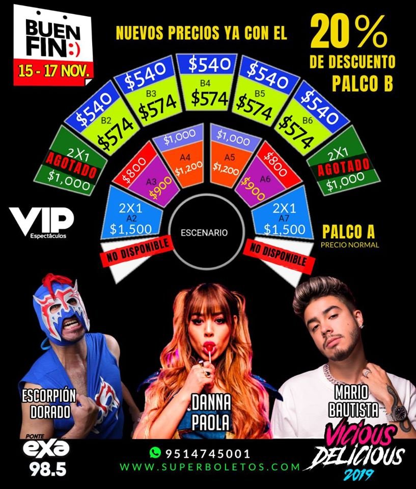 exaoaxaca's tweet photo. #ExaTeens #ExaKids aprovechen los precios que @VIPeventos_ tiene en este 𝗕𝗨𝗘𝗡 𝗙𝗜𝗡👇
💥20% DE DESCUENTO EN TODO PALCO "B" DEL 15 AL 17 DE NOV. 𝗗𝗔𝗡𝗡𝗔 𝗣𝗔𝗢𝗟𝗔, 𝗠𝗔𝗥𝗜𝗢 𝗕𝗔𝗨𝗧𝗜𝗦𝗧𝗔 𝘆 𝗘𝗟 𝗘𝗦𝗖𝗢𝗥𝗣𝗜Ó𝗡 𝗗𝗢𝗥𝗔𝗗𝗢 SÁBADO 30 DE NOV. AUDITORIO GUELAGUETZA https://t.co/OwWaU8ILyX