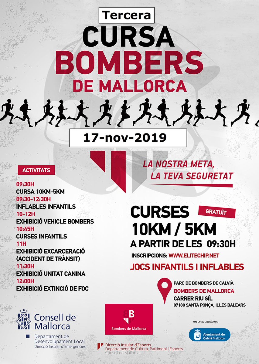 2 eventos deportivos destacados para el fin de semana:
"TU SANGRE ES NARANJA". Campaña de donación de sangre impulsada por el @platgesde . 16 nov de 10 a 18 h, Polideportivo #Magaluf
CURSA DE BOMBERS. Carrera de 5 y 10 k + actividades infantiles. 17 nov. #SantaPonça 9.30 h