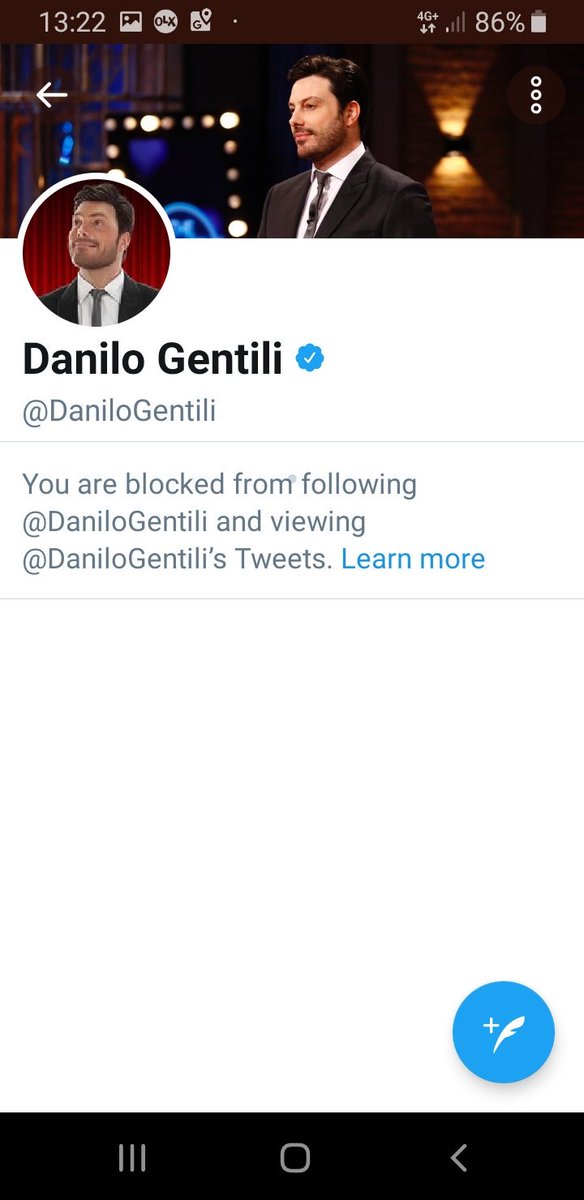 Eu realmente vi o mimado que o #danilogentili é quando me bloqueou pq fiz piada com os chiliques deles. Mais um que subiu pra cabeça o sucesso e se perdeu .