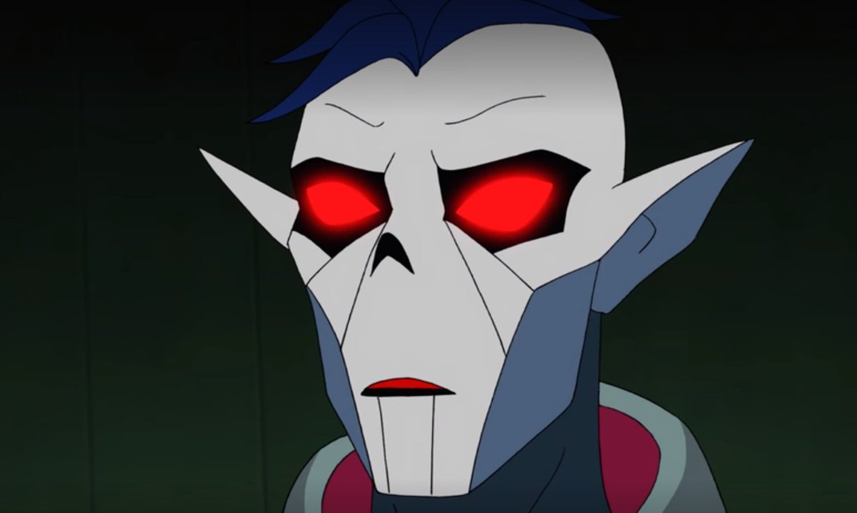 DOUBLE TROUBLE MADE THEIR HAIR LOOK LIKE ENTRAPTA'S AND HORDAK MADE THIS FACE FOR A FRACTION OF A SECOND BEFORE HE GOT MAD AGAIN his flashes of emotion are so quick. he's so quick to squash them.