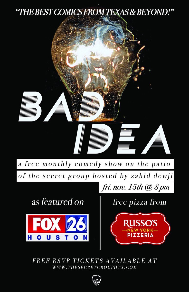 BADIDEASHOW's tweet photo. BAD IDEA is back tonight at 8 pm with another 🔥 lineup + FREE PIZZA 🆓🍕 from Russo’s NYC! The show is pay what you can but get your free rsvp tix for early entry and first dibs on zahhhh. See y’all in a couple hours! https://t.co/V33HRZRC4L