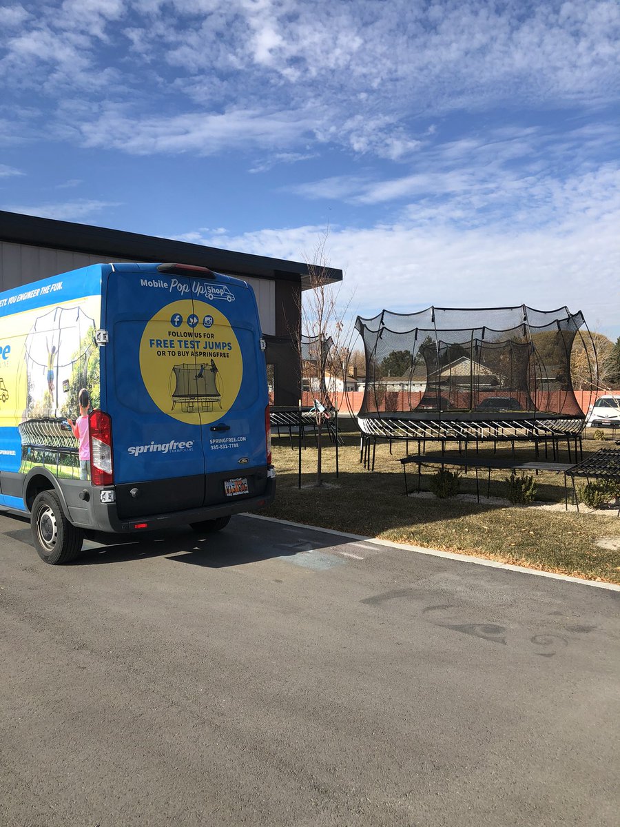 sft_SaltLake's tweet photo. Hop on over to our pop up shop and try out our trampolines. We have our jumbo square jumbo round and an oval springfree set for you to bounce on. #ChristmasIsComing #BlackFriday #utah https://t.co/FjI6yFLZW9