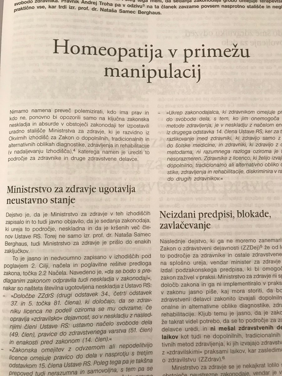 SHD_si's tweet photo. V novi številki revije Pravna praksa prispevek @shd_si z naslovom Homeopatija v primežu manipulacij. Kdaj bo sprejet zakon? @VladaRS @MinZdravje @sarecmarjan @StrankaLMS @strankaDeSUS @StrankaSAB @StrankaSMC @strankaSD #Homeopatija za #zdravnike https://t.co/CvNUxUWPw5