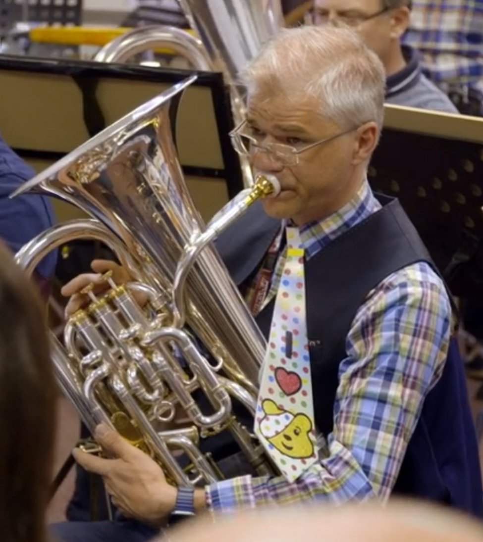 We hope you're all enjoying Children in Need night - how inspiring are these kids?!  Please please donate, buy the #GotItCovered album and support this great charity.  To reward you here is a photo of solo euphonium Michael Dodd wearing his #Pudsey tie

#ChildrenInNeed <a href="/BBCCiN/">BBC Children in Need</a>