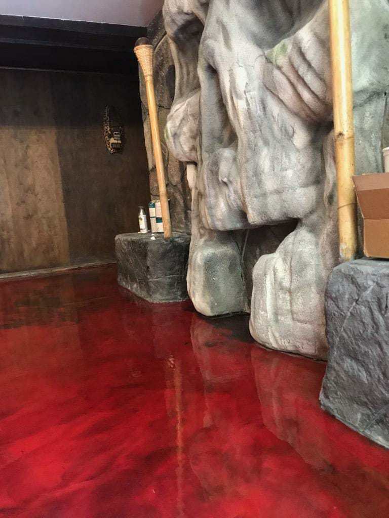 “The Heat Is On” Satin Finish Concrete Rock One Of Their Custom Fiery Lava Epoxy Floors At Boca Raton’s Hottest Venue. peterajello.wordpress.com/2019/11/15/the…