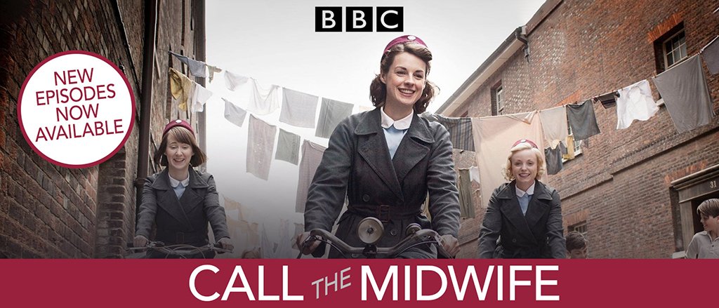 a photograph of young women riding on bicycles smiling. Set in 1940s they are wearing clothes of that era