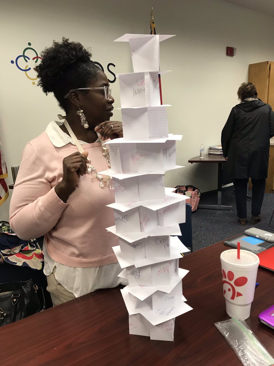 Ashley_L_Hood's tweet photo. Team building. Tower challenge. @lcpsnc #iLCPSDLS @HoustonKonya @JulieRouse16 https://t.co/SeFJm7G9fa