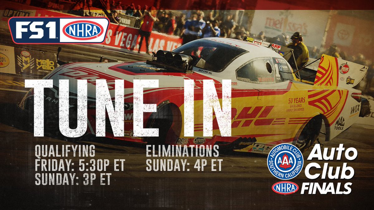 DHLUS's tweet image. It's the last #NHRA race of 2019, who else is tuning in? Check out the retro branded #DHL @TeamKalitta cars below in celebration of #50YearsofDHL!
@richiecrampton @JRTodd373 #NHRAFinals #yellafellas