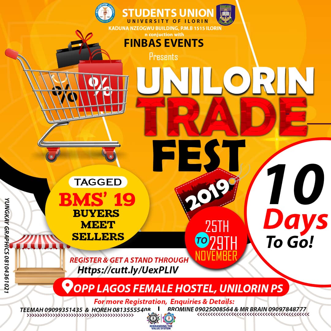 MFTeemah's tweet photo. #UnilorinTradeFest Countdown begins today https://t.co/zehs7TbwvQ