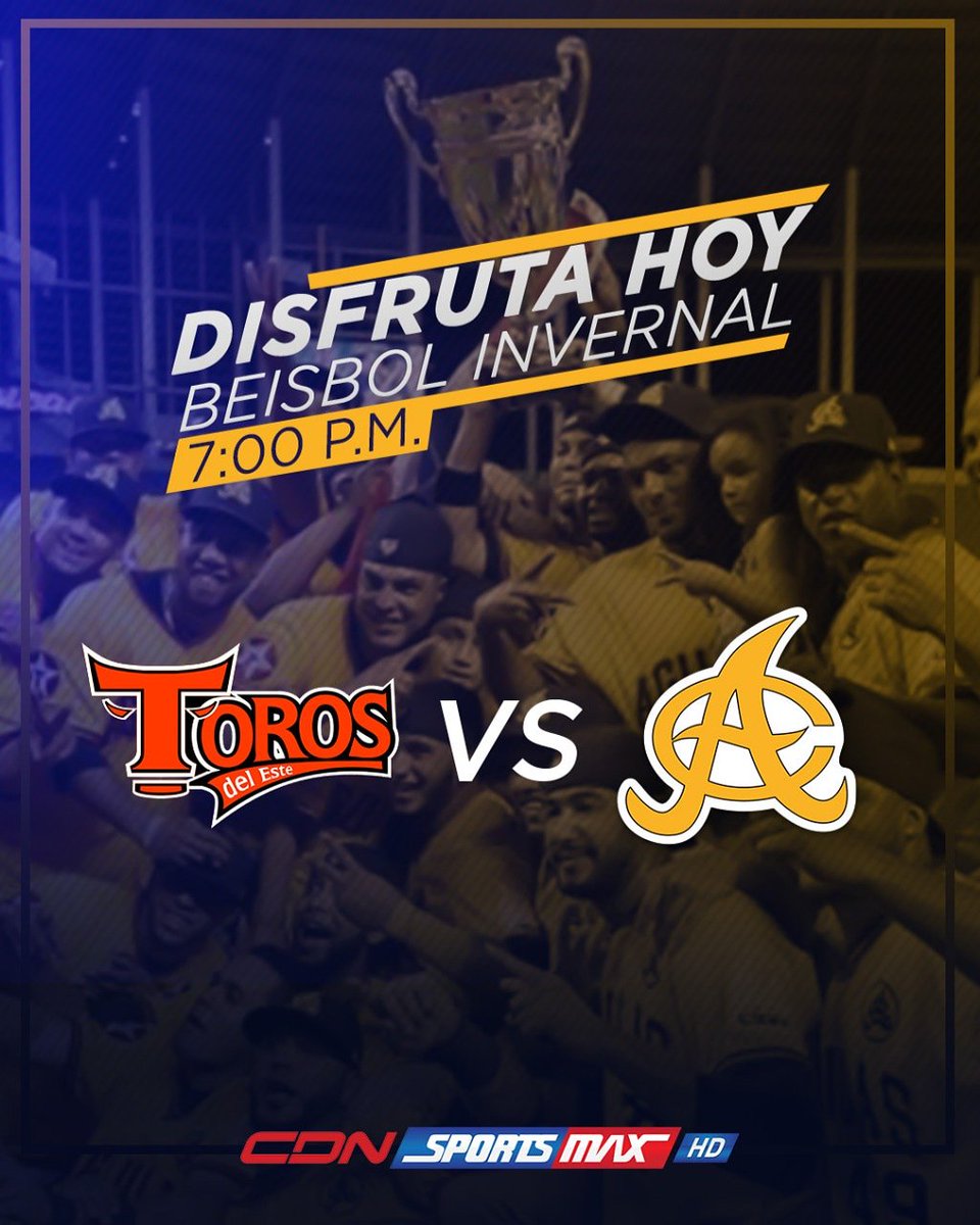 CDNDeportesRD's tweet photo. No te pierdas este viernes el partido entre @TorosdelEste y @aguilascibaenas por @CDNSportsMax.
¡Sintoniza!
#CDNSportsMax https://t.co/Zv9jfuDNCe
