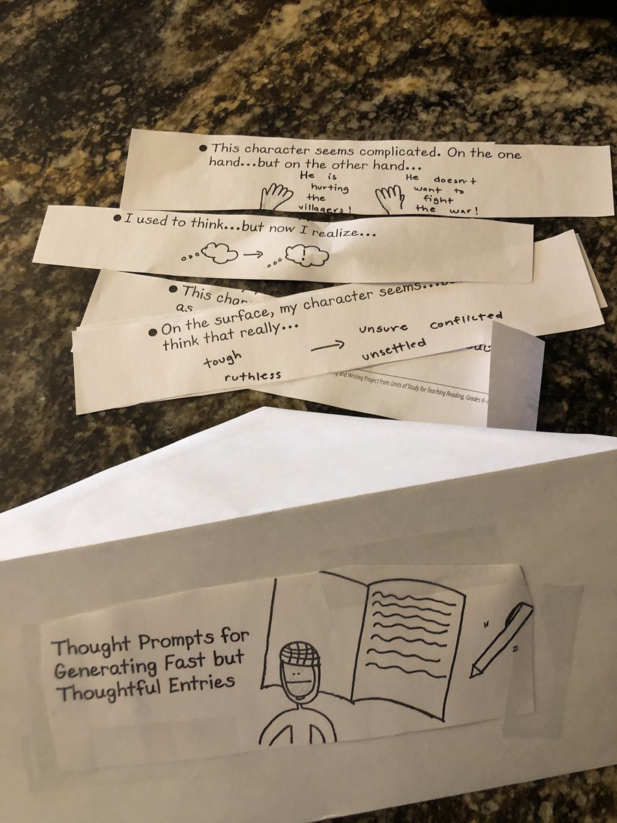 My Ss are struggling in book club conversations and jotting. I cut this paper up into strips and placed them into envelopes. The clubs pulled a paper, talked and then jotted. Their conversations were deeper and led to other conversations. <a href="/LucyCalkins/">Lucy Calkins</a> #learnwithTOWTT