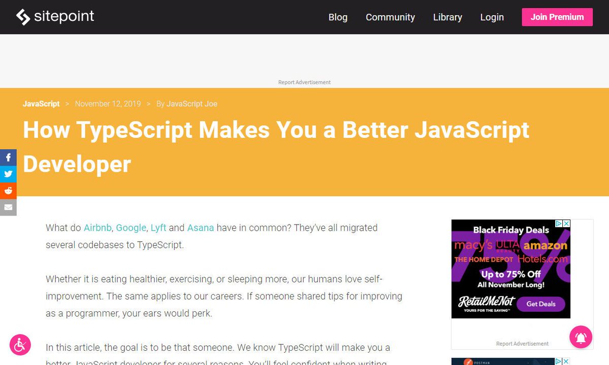 How TypeScript Makes You a Better JavaScript Developer#javascriptdeveloper #color #javascript #name #user #developmentvia http://sitepoint.com ☛ http://amp.gs/skJe