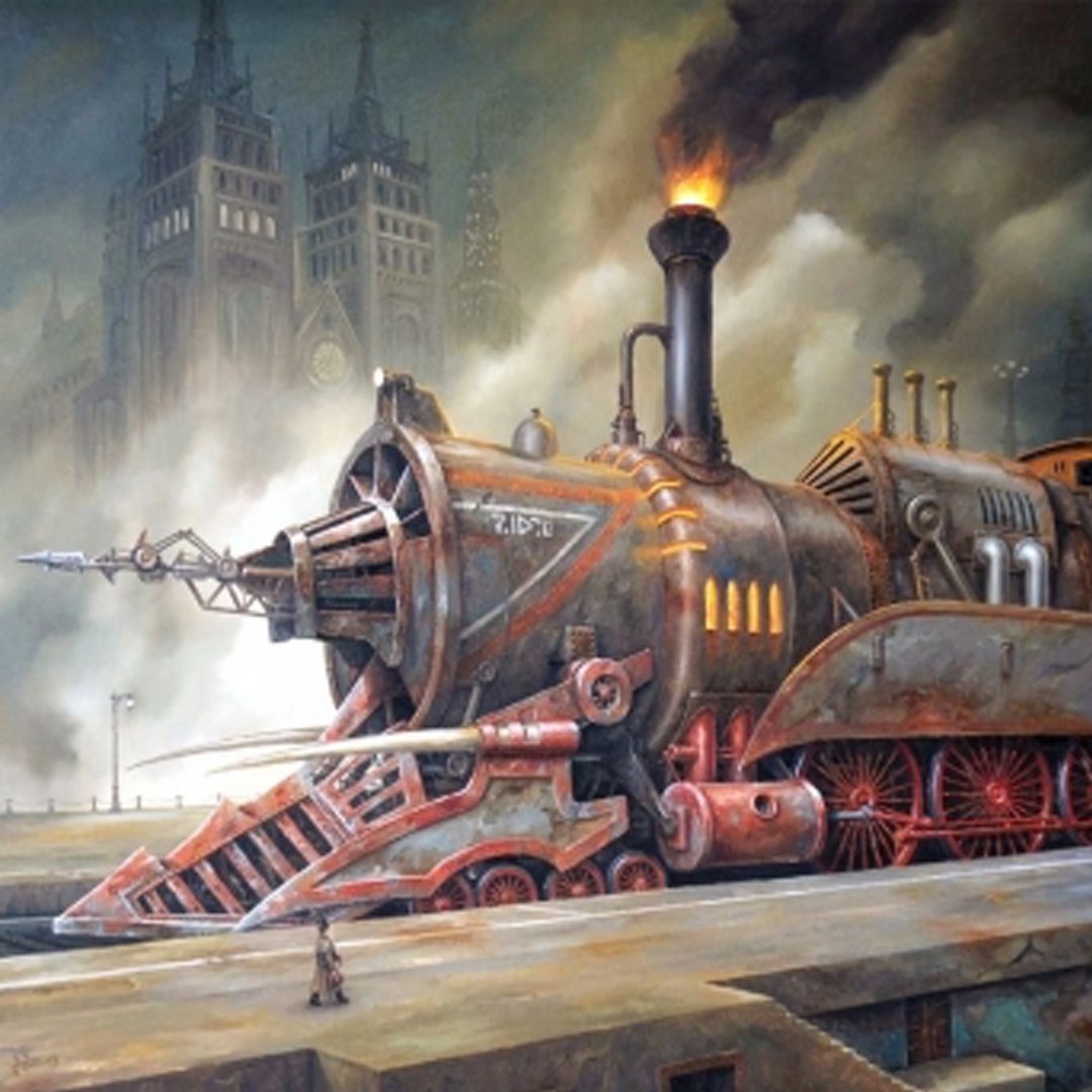 LaurelAnneHill's tweet photo. A steampunk train from the greatest era that never was. What’s your favorite steampunk inspired mode of transport? #laurelannehill #enginewomanslight #steampunk #steampunkart #bookaddict #steampunktrain https://t.co/FmYqVzc3XL