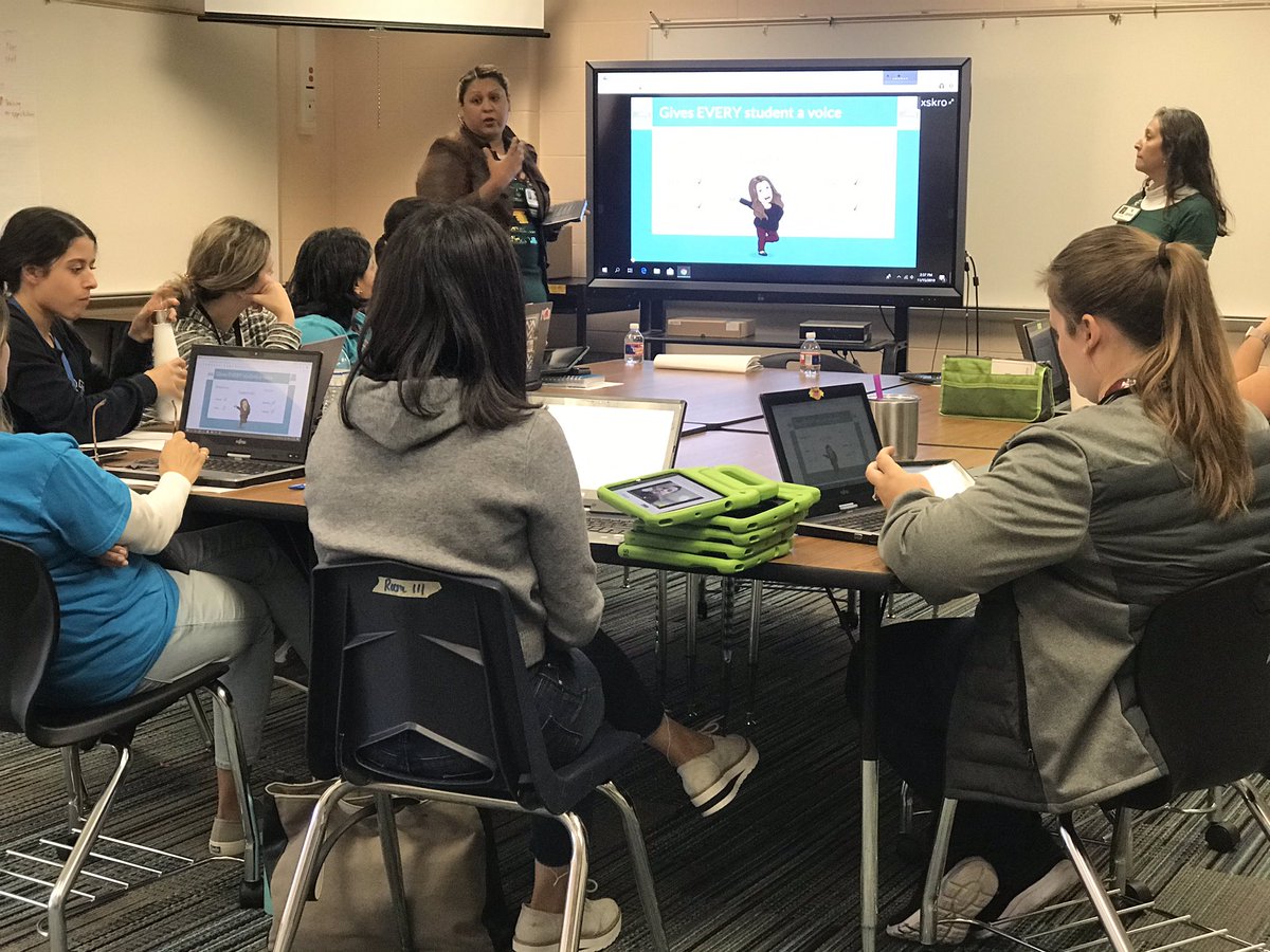 EilandKISD's tweet photo. Shout out to @McDougleKISD teachers @Lety_Ocana & @mariat531 for coming to @EilandKISD today to share @Seesaw with some of our teachers during PLC 🦁+🐬=💪#DiveIntoLearning #WeNotMe #KFFS #EilandFanTheFlame @RachalKathy https://t.co/VXrDiSnrvC