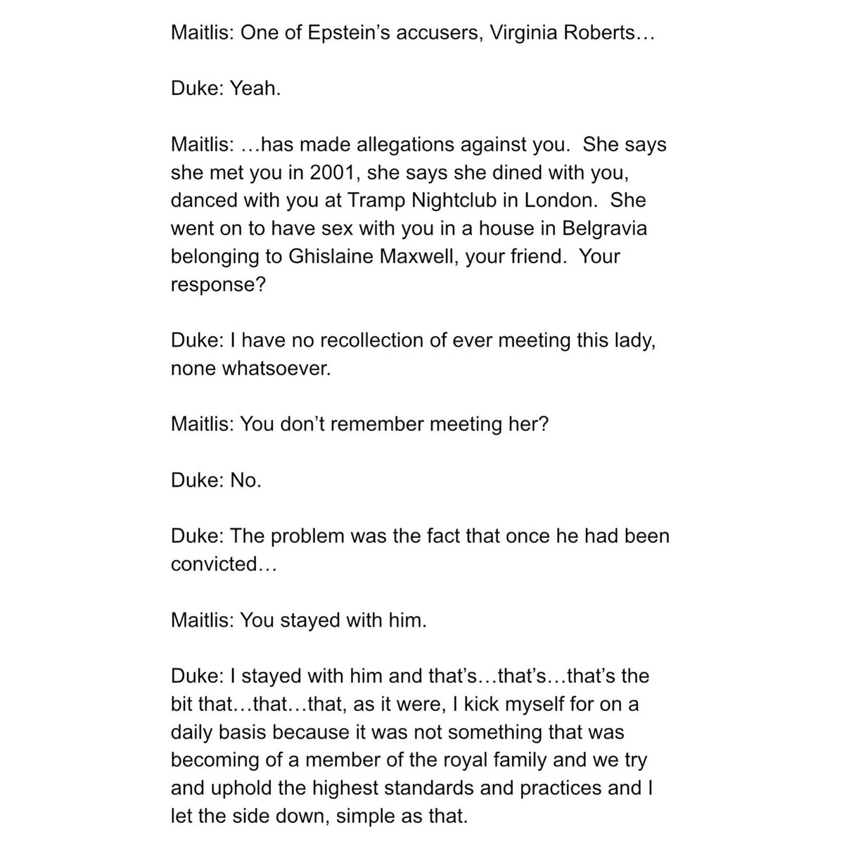 Yashar Ali On Twitter Some Quotes From Prince Andrew S Interview With The Bbc Re His Relationship With Jeffrey Epstein Airs On The Bbc Tomorrow Https T Co Zlz6xlofs2