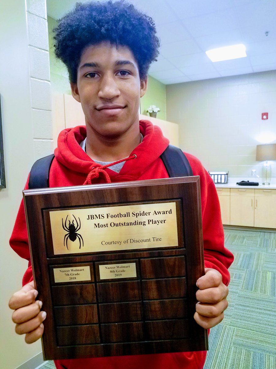 Astrid Howell (@ahowellwjcc) on Twitter photo Proud recipient of the JBMS Football🏈Most Outstanding Player 🕷❤🕷💯 <a href="/JBMS_WJCC/">James Blair Middle School</a> <a href="/jbms_athletics/">JBMS Athletics</a> <a href="/MrsCHaskins/">Dr. Crystal Haskins</a> @aaron_burkart <a href="/MichaelBrown76/">Michael "Doc" Brown</a>
#FridayVibes
#STUDENTathlete
#powerintheweb Proud recipient of the JBMS Football🏈Most Outstanding Player 🕷❤🕷💯 <a href="/JBMS_WJCC/">James Blair Middle School</a> <a href="/jbms_athletics/">JBMS Athletics</a> <a href="/MrsCHaskins/">Dr. Crystal Haskins</a> @aaron_burkart <a href="/MichaelBrown76/">Michael "Doc" Brown</a>
#FridayVibes
#STUDENTathlete
#powerintheweb