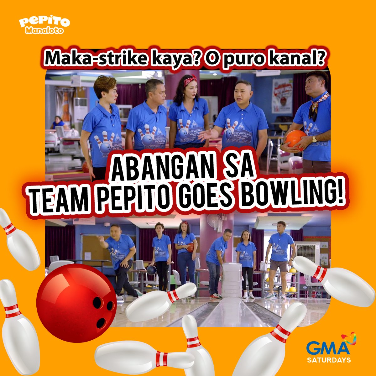 Go, Team PM! Go! Teamwork is the key kaya work together para manalo sa bowling tournament! 

#PepitoBowling ngayong Sabado ng gabi! <a href="/michaelbitoygma/">📺 Michael V. GMA 🇵🇭</a> <a href="/chariz_solomon/">Chariz Solomon</a> <a href="/tonylopena/">Tony Lopena</a>