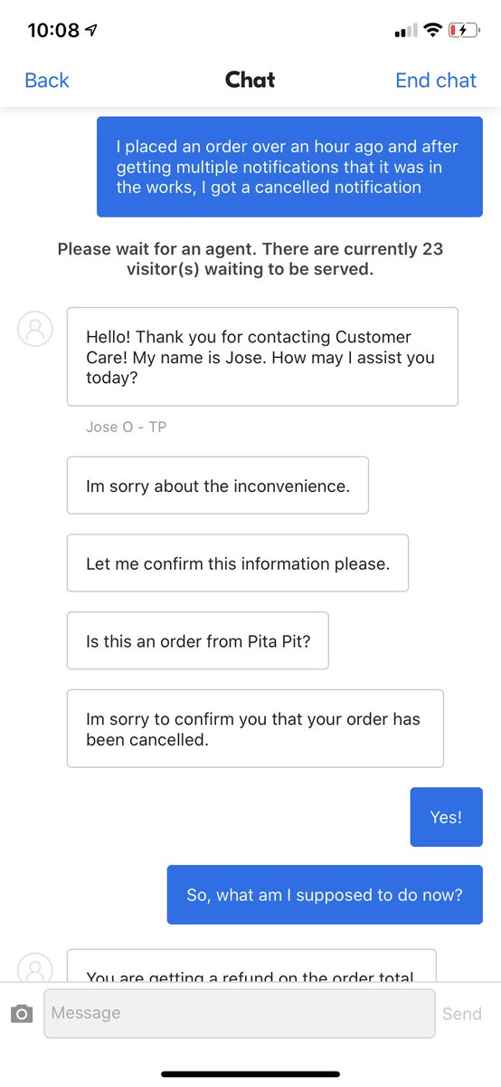 therealogbigb's tweet photo. Ordered food from @Grubhub tonight &amp; after waiting for over 1 1/2 hours, my order was cancelled! THEN they say my money will be back in my account in 3-5 business days! I literally told them that I couldn’t afford to eat now and their response was “sorry!” #Unbelievable https://t.co/a4f3FbyIPY