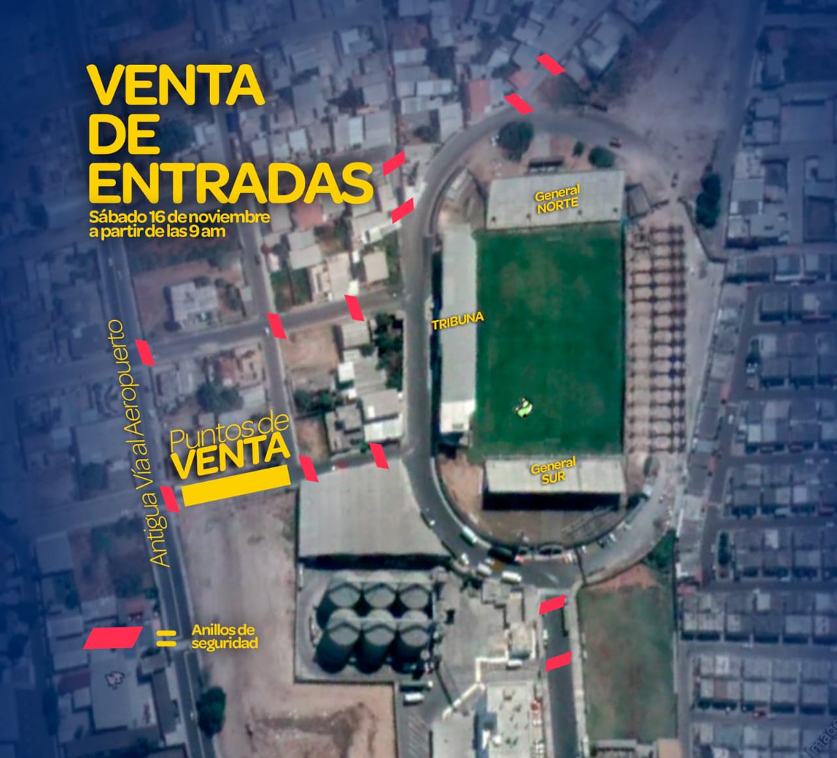 DelfinSC's tweet photo. ¡ATENCIÓN!🔊🔊
Mañana se venderán entradas en las inmediaciones del estadio, acá te dejamos la ubicación.
También se venderán entradas en la Esquina de Ales de Ursa.
Vamos por el sueño.💛💙 #ElOrgulloDeManabí
#FinalCopaEcuador https://t.co/Eul1uLpyaA